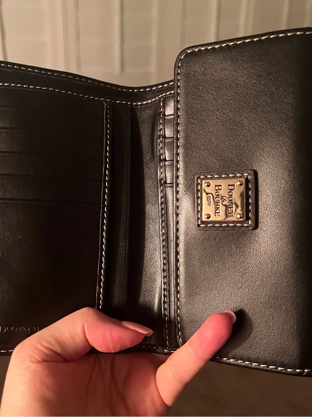 Dooney & Bourke Black Leather Wallet with Gold Logo Plaque - Picture 9 of 14